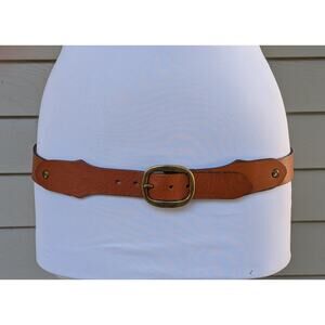 Gap Womens Medium Camel Brown Leather Brass Buckle Belt Size M USA
